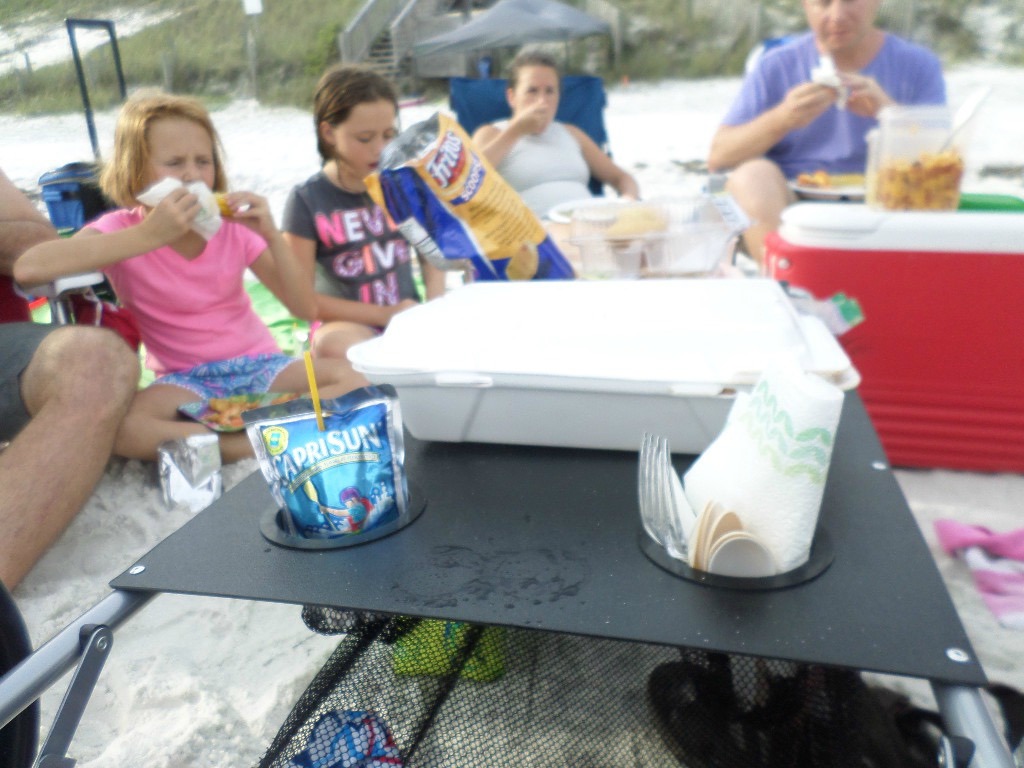 folding beach table utensils