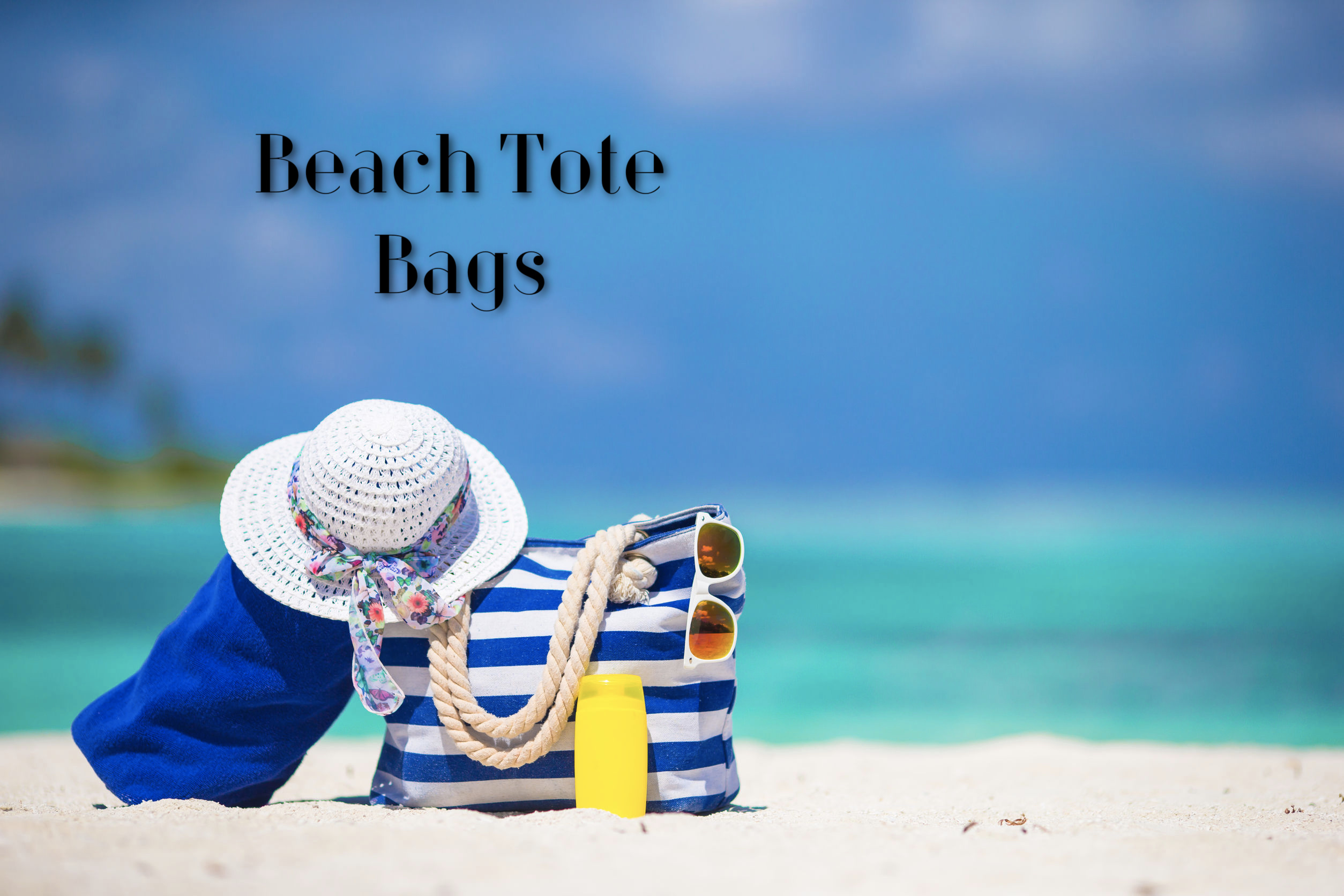 beach tote bags wording striped beach bag