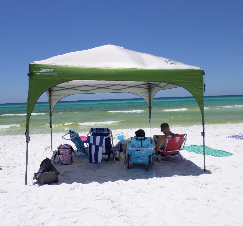 Large Beach Sunshade for Kids & Family at The Beach MENCOM Sun Shelter with Sandbags Anchor Parks Camping & Outdoors 