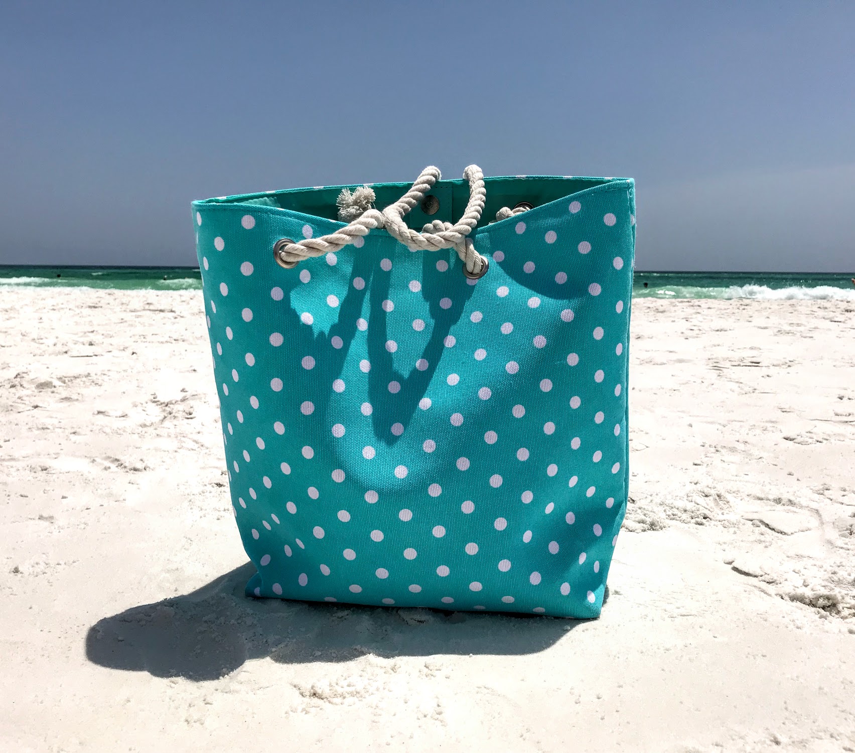 polka dot beach tote bag