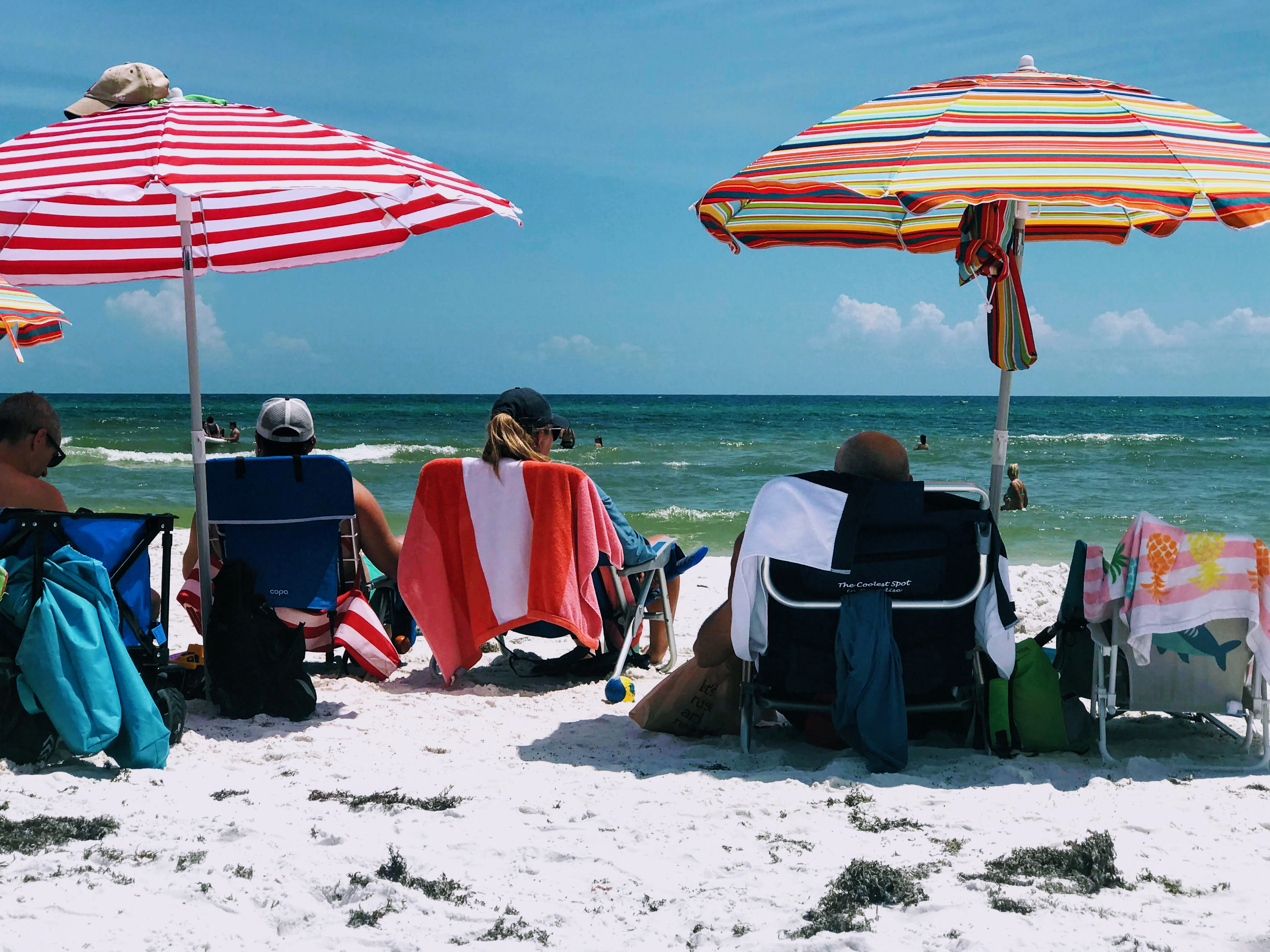 two colorful beach umbrellas 