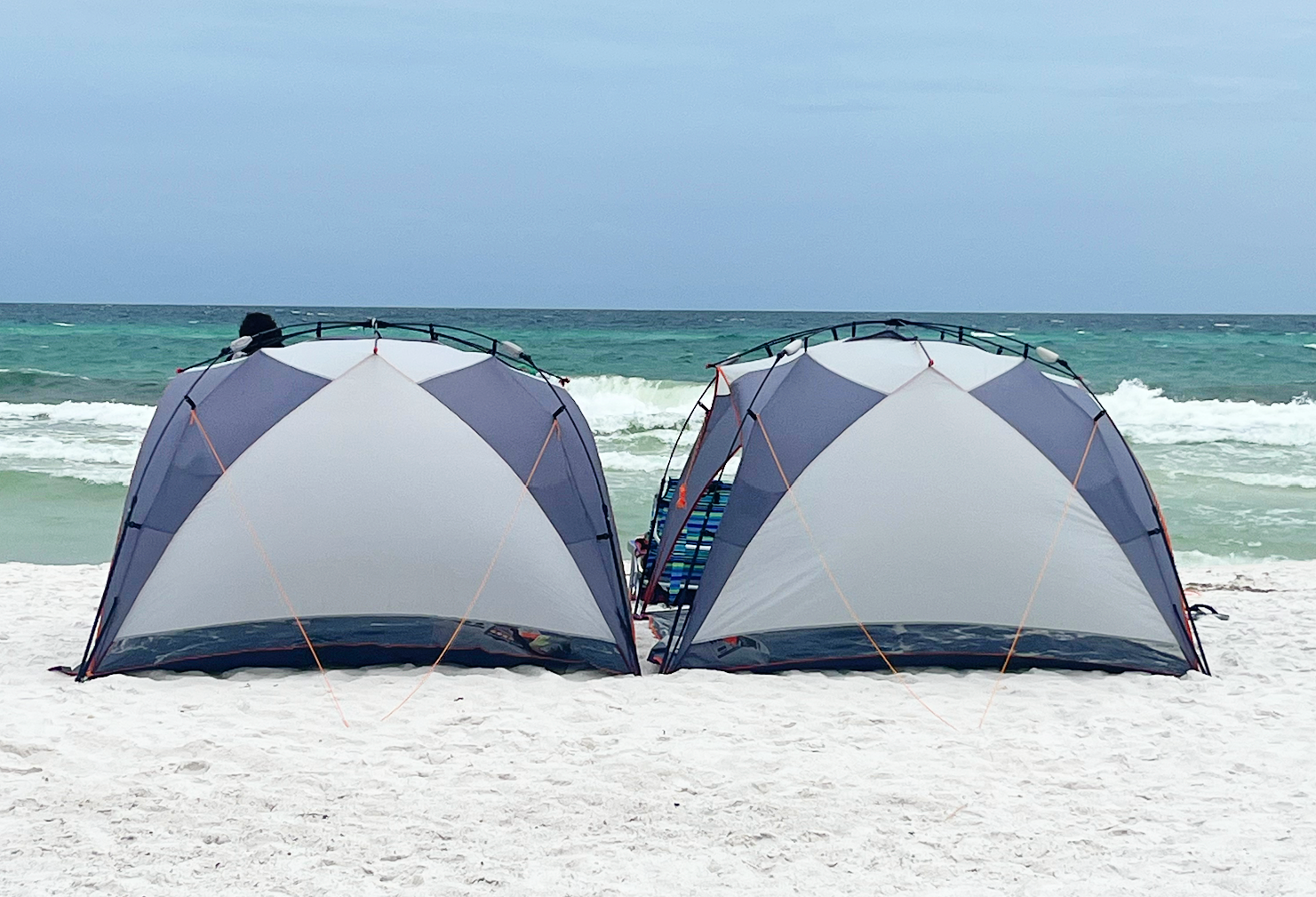 two pop up beach tents