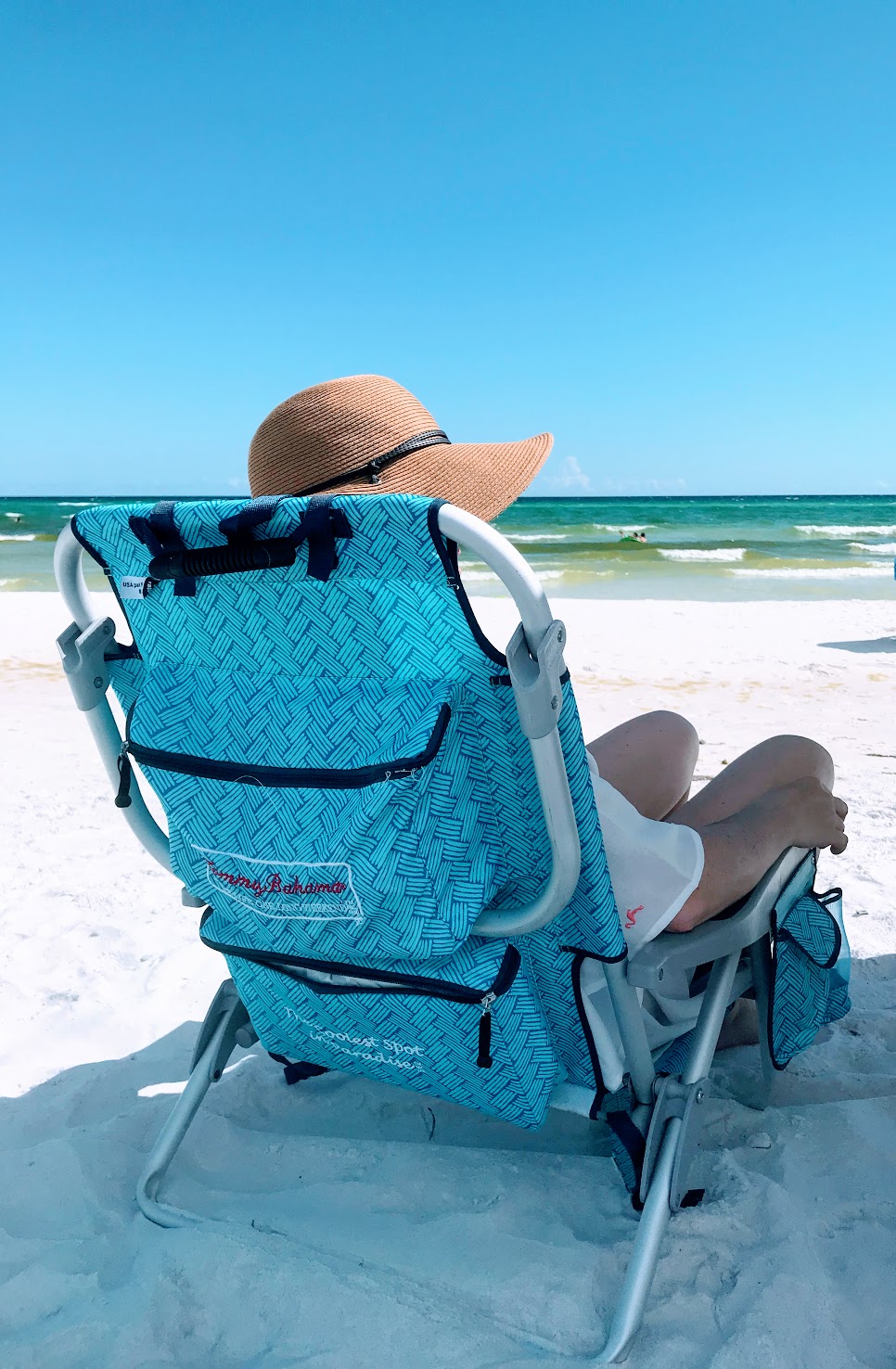 Tommy Bahama Beach Chair, Aluminum, Green Strips