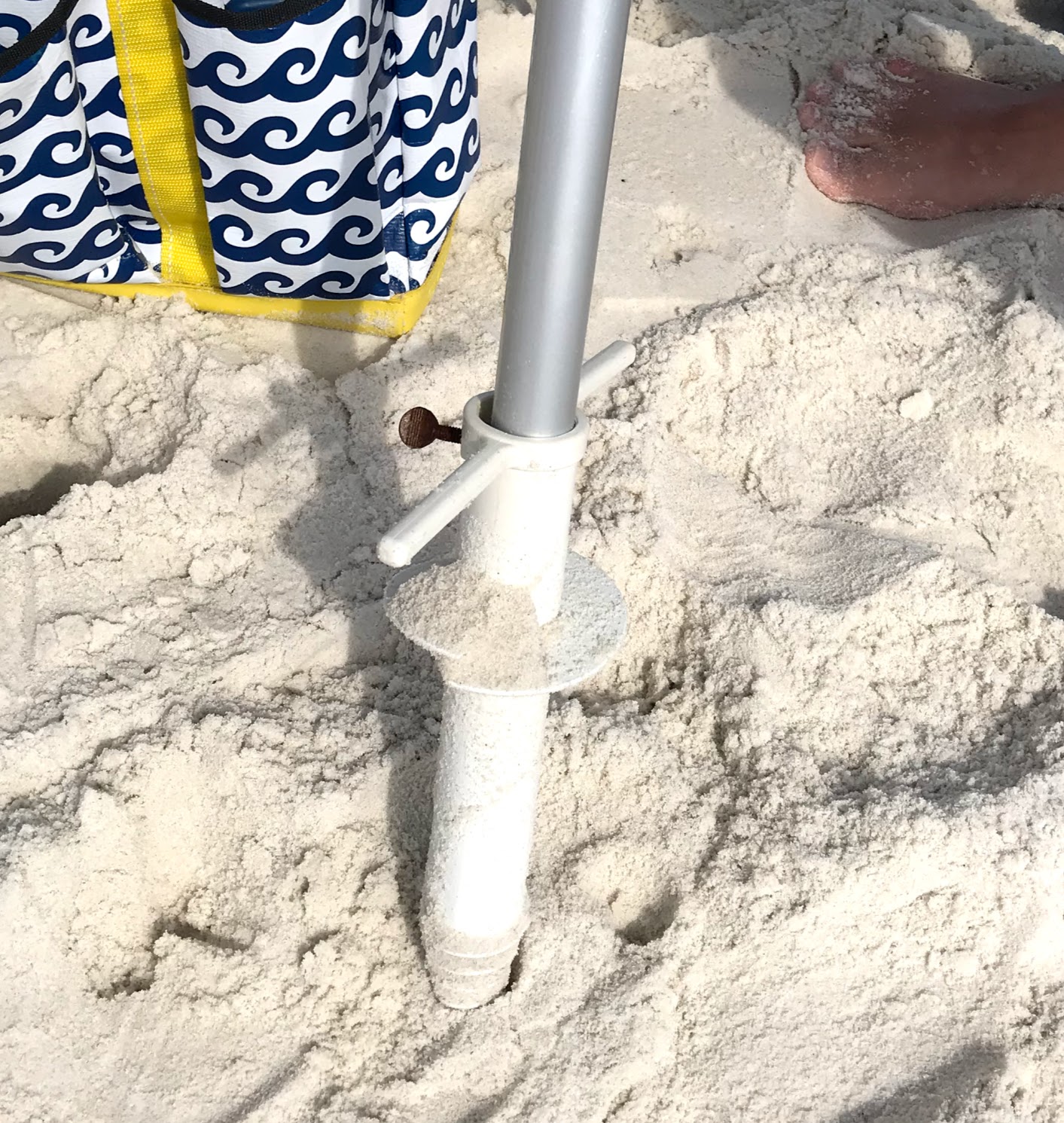 beach umbrella anchoring