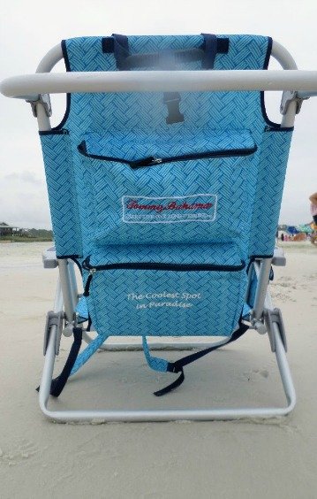 Tommy Bahama backpack beach chair with cooler, pouch and towel rack