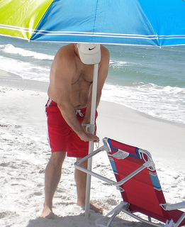 beach umbrella anchoring