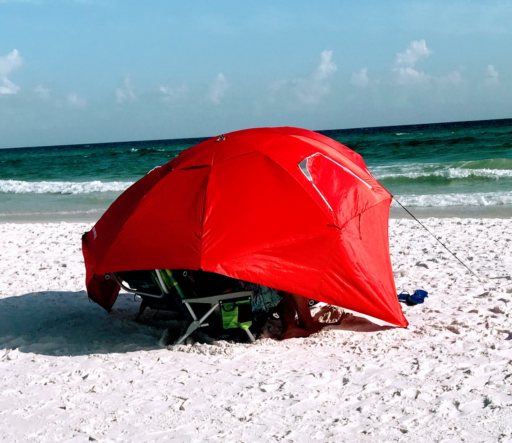 summer beach umbrella and tent