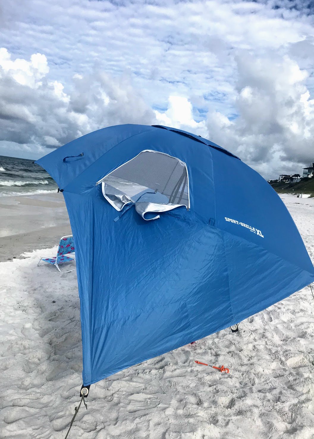 summer beach umbrella and tent